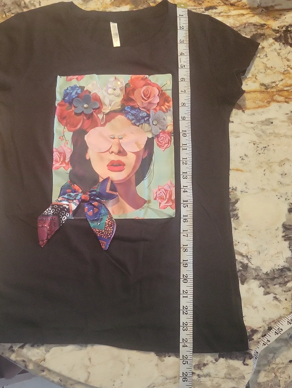 Black With Grapgic Print Womens Shirt